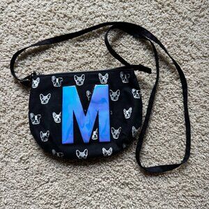Justice girl's "M" monogram black purse